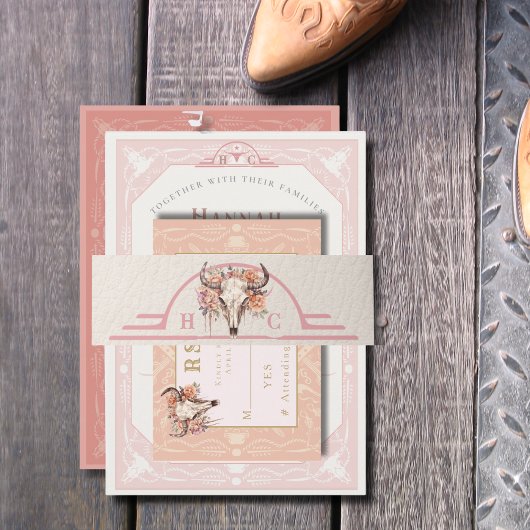 Desert Flowers Wedding Invitation Merk Belly Band Uitnodigingen Wikkel