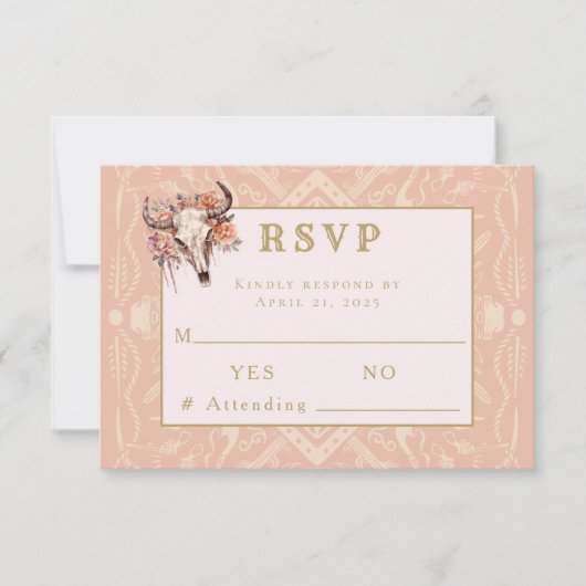 Desert Flowers Western Wedding Response RSVP Card (Voorkant)