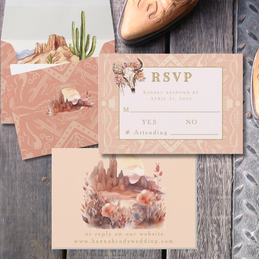 Desert Flowers Western Wedding Response RSVP Card Kaartje