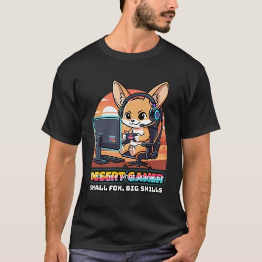 Desert Gamer Fennec Fox - Gaming Streamer T-shirt (Voorkant)