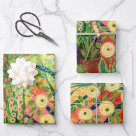 Desert Garden Wrapping Paper Flat Sheet Set van 3