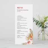 Desert gedroogde bloemen romantische boho terracot menu (Staand voorkant)
