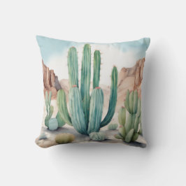 Desert geïnspireerd Waterverf Cactus Decoratief Kussen