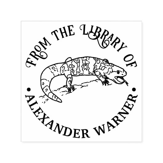Desert Gila Monster Lizard Bibliotheek Boek Naam Zelfinktende Stempel (Design)