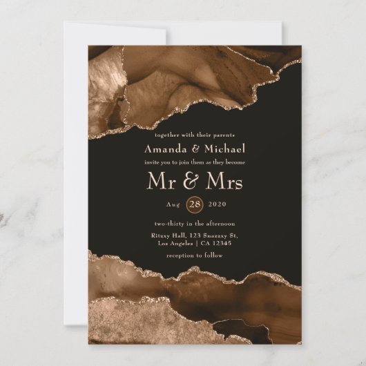 Desert Gold Agate Waterverf Weddenschap Kaart (Voorkant)