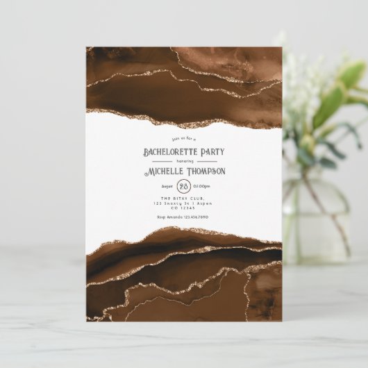 Desert Gold Waterverf Agate Bachelorette Party Kaart (Staand voorkant)