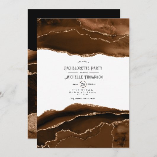 Desert Gold Waterverf Agate Bachelorette Party Kaart (Voorkant / Achterkant)