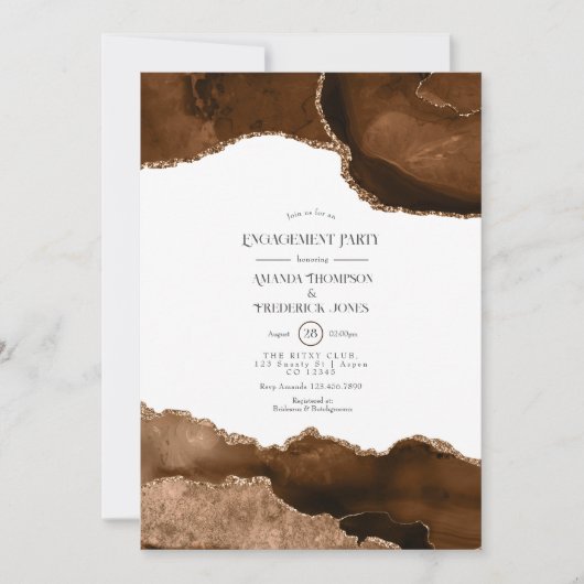 Desert Gold Waterverf Agate Engagement Party Kaart (Voorkant)