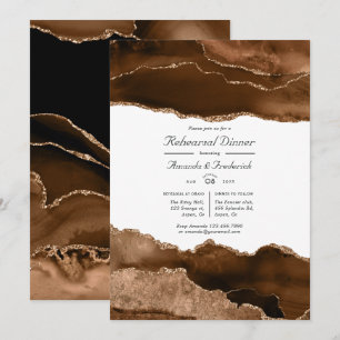 Desert Gold Waterverf Agate Rehearsal Dinner Kaart