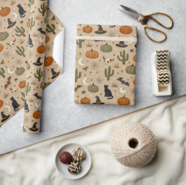 Desert Green Cactus Halloween Cadeaupapier