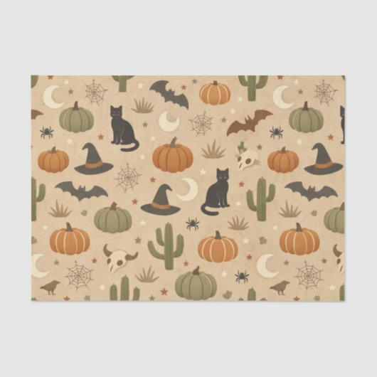 Desert Green Cactus Halloween  Tissuepapier (Voorkant)