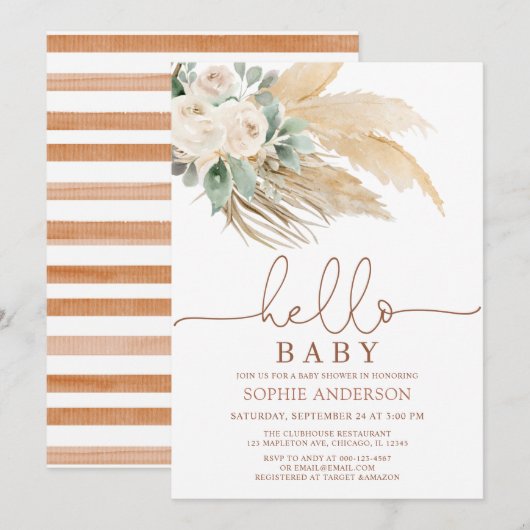 Desert Greenery Boho Pampas Grass Baby shower Kaart (Voorkant / Achterkant)