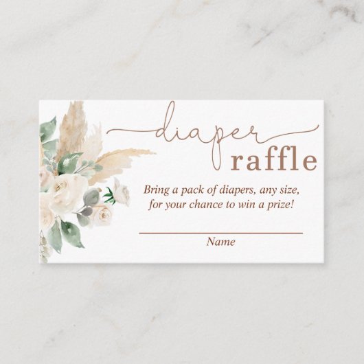 Desert Greenery Pampas Grass Diaper Raffle Card Informatiekaartje (Voorkant)
