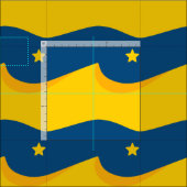 Desert in the night - a blue and yellow pattern stof (Delen)