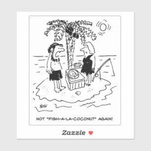 Desert Island Castaway Couple Cartoon. Sticker