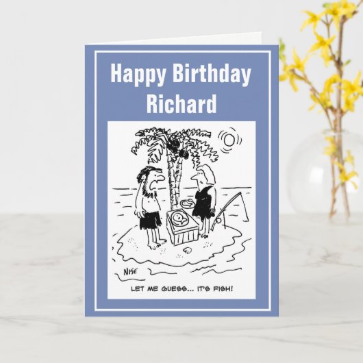 Desert Island Castaway Vist vis voor het diner Kaart (Gele Bloem)