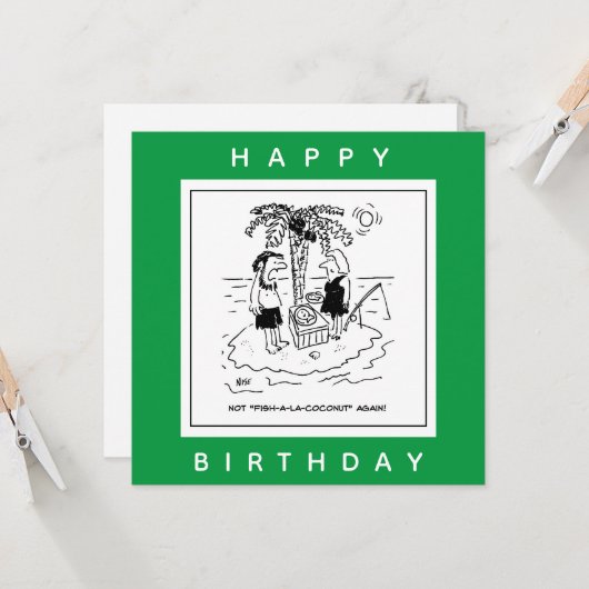 Desert Island Fish & Coconut Menu Cartoon (Voorkant / Achterkant in situ)