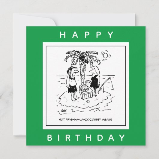 Desert Island Fish & Coconut Menu Cartoon (Voorkant)