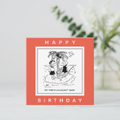 Desert Island Fish & Coconut Menu Cartoon (Staand voorkant)