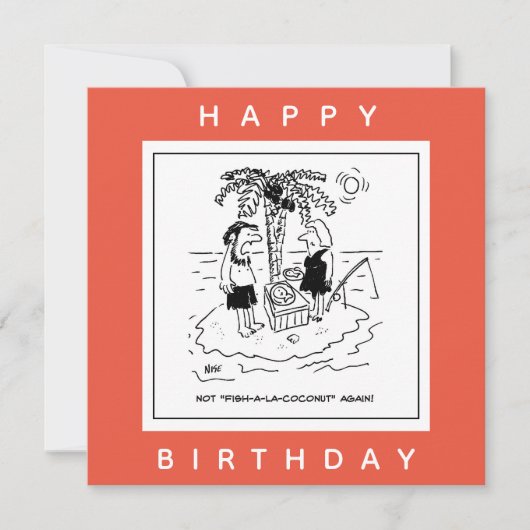 Desert Island Fish & Coconut Menu Cartoon (Voorkant)