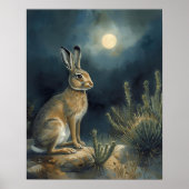 Desert Jackrabbit Under the Moon Poster (Voorkant)