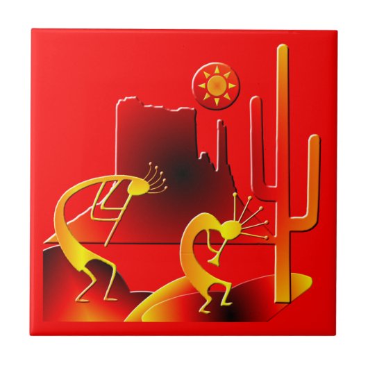 Desert Kokopelli Tegeltje (Voorkant)
