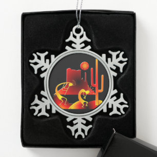 Desert Kokopelli Tin Sneeuwvlok Ornament