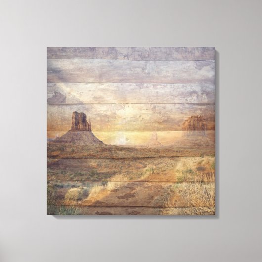 Desert Landscape Monument Valley And Cloudy Sky Canvas Afdruk (Voorkant)