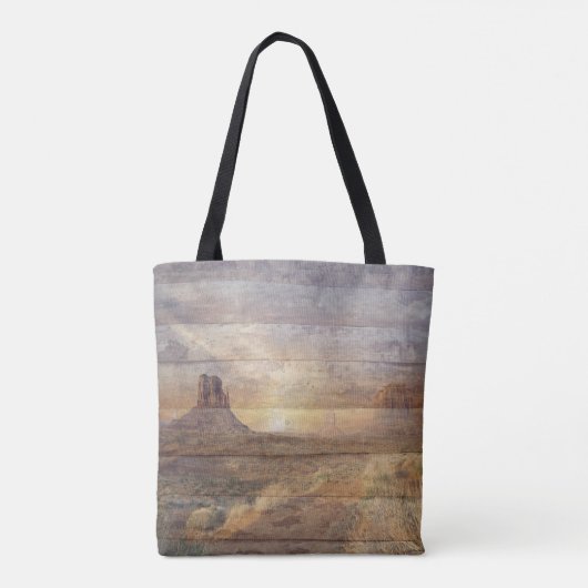 Desert Landscape Monument Valley And Cloudy Sky    Tote Bag (Achterkant)