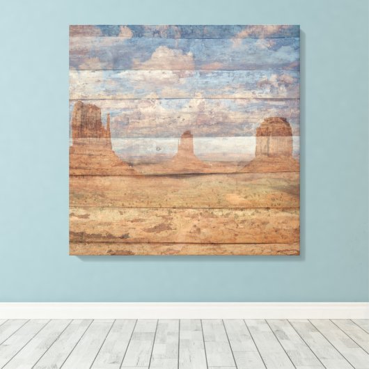 Desert Landscape Sandstone Buttes And Heavenly Sky Canvas Afdruk (Insitu (Houten vloer))