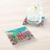 Desert Landscape Square Glass Onderzetter (Schuin)