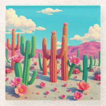 Desert Landscape Square Glass Onderzetter