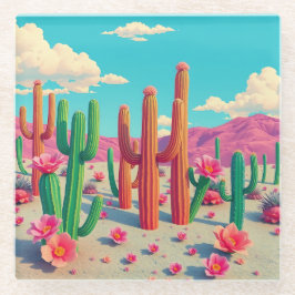 Desert Landscape Square Glass Onderzetter Glazen Onderzetter