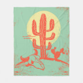 Desert landscape with Cactuses and cow skull. Vint Fleece Deken (Voorkant)