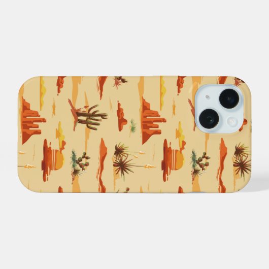 Desert Landschap Arizona Patroon iPhone 15 Case (Achterkant horizontaal)
