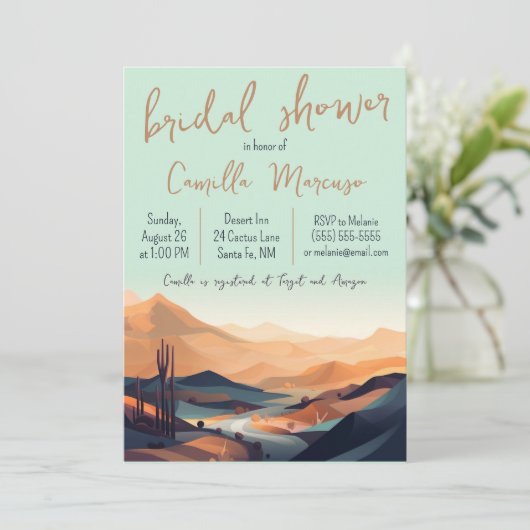 Desert Landschap Bruids Douche Uitnodiging (Staand voorkant)