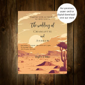 Desert landschap retro budget bruiloft uitnodiging