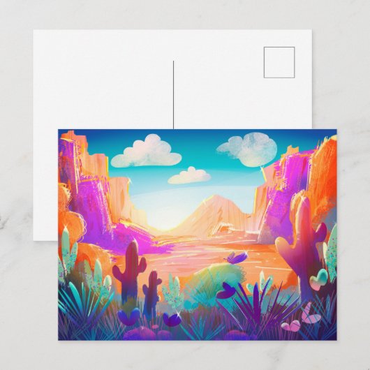 Desert landschapskunst briefkaart (Voorkant / Achterkant)