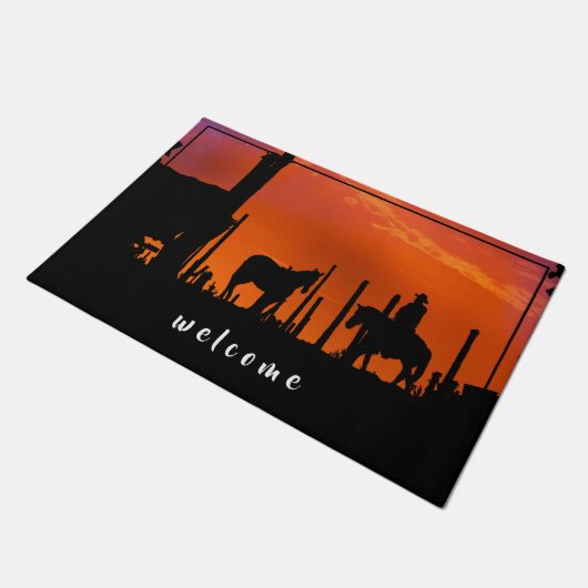 DESERT LIGHTS COWBOY TRAIL DOORMAT DEURMAT (Schuin)