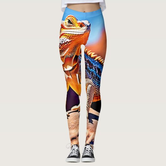 Desert Lizard Close-up Design Leggings (Voorkant)