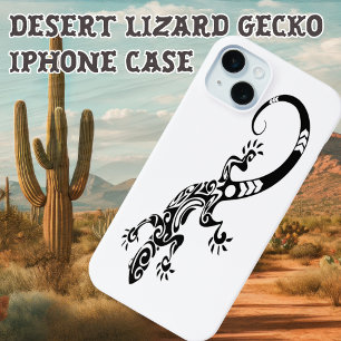 Desert Lizard Gecko Zwart Wit Minimalistische Kuns iPhone 15 Plus Case