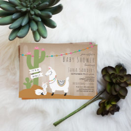 Desert Llama Mama + Baby shower Kaart