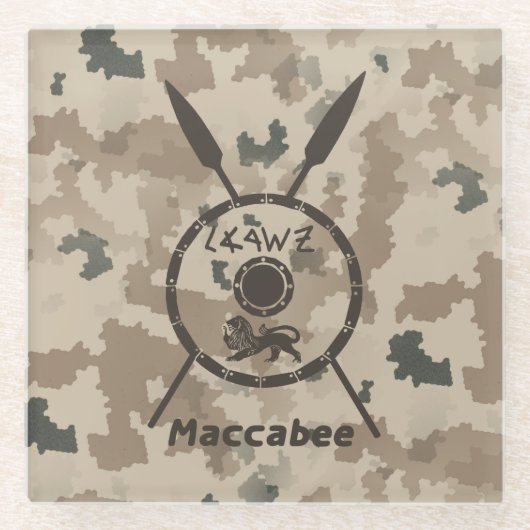 Desert Maccabee Shield and Spears Glazen Onderzetter (Voorkant)