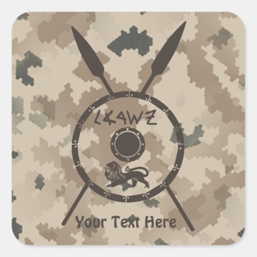 Desert Maccabee Shield and Spears Vierkante Sticker (Voorkant)