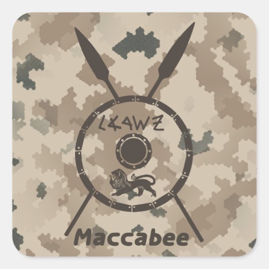 Desert Maccabee Shield and Spears Vierkante Sticker (Voorkant)