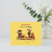 Desert Mariachi Skeleton Cinco de Mayo Briefkaart (Staand voorkant)