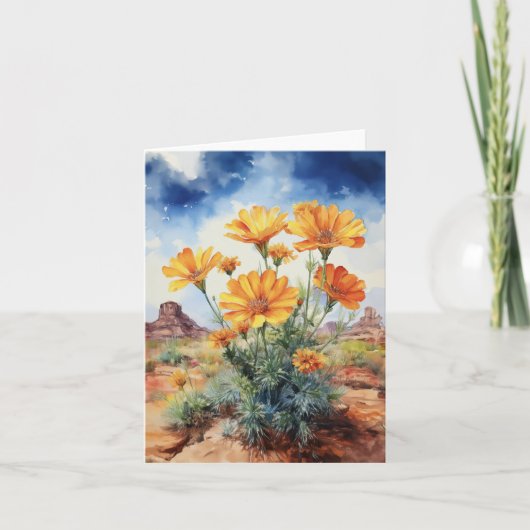 Desert Marigold Floral Waterverf Kaart (Voorkant)