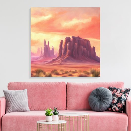 Desert Mesa Kleurrijke Monument Valley Butte Canvas Afdruk (Insitu (Woonkamer))