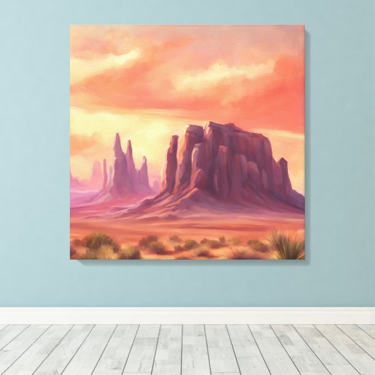 Desert Mesa Kleurrijke Monument Valley Butte Canvas Afdruk (Insitu (Houten vloer))