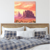 Desert Mesa Kleurrijke Monument Valley Butte Canvas Afdruk (Insitu (Slaapkamer))